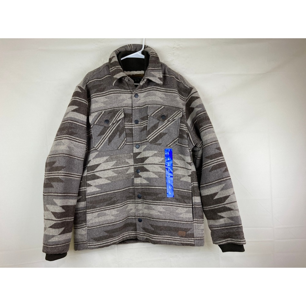 NWT Jachs NY Shirt Jacket Mens L Gray Aztec Sherpa Lined Shacket Southwestern - Picture 2 of 12